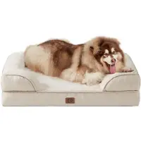 Sonstiges Lit orthopédique pour chien, taille XXL, 132x104 cm, mousse à mémoire de forme, lavable, imperméable, antidérapant, couleur beige