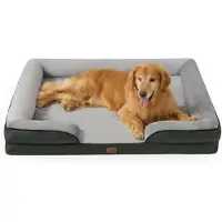 Bedsure Lit orthopédique pour chien, 134x106 cm, en mousse de forme ovale, lavable, antidérapant, couleur vert sapin