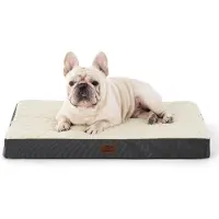 Bedsure Lit orthopédique pour chien, 76x51x8 cm, gris/beige, lavable, pour petits chiens