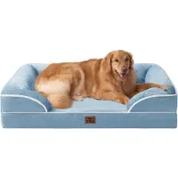 Sonstiges Lit orthopédique pour chien, taille XL, 112x81 cm, mousse à mémoire de forme, lavable, imperméable, bleu clair