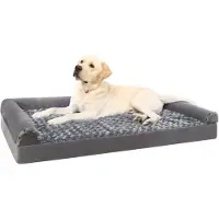 Sonstiges Lit orthopédique pour chien, taille XXL, gris, 121x76x18 cm, avec 3 bords surélevés, housse amovible et lavable