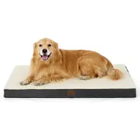 Bedsure Lit orthopédique pour chien, 112x81x8 cm, gris/beige, lavable, pour grandes races