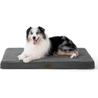 Bedsure Lit orthopédique pour chien, dimensions 104x74x9 cm, couleur gris foncé, lavable