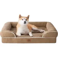 Sonstiges Lit orthopédique pour chien, 91x68 cm, en mousse à mémoire de forme, panier pour chien avec bordure haute, lavable, imperméable, antidérapant, marque : Kamel