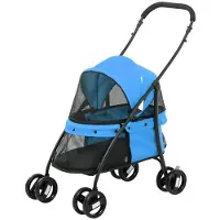 BellaFurn Poussette combinée pour enfant et chien - Pliable | Couleur : Bleu, Noir | Dimensions : 47 x 82 x 97 cm