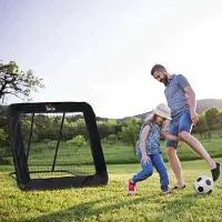 BellaFurn Filet de rebond pour football - Filet d'entraînement pliable | Couleur : Noir | Dimensions : 118 x 128 x 108-120 cm