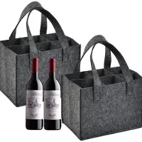 Unyqoos : Sacs pour bouteilles en feutre pour hommes, lot de 2 avec 6 compartiments, séparateur amovible, lavable, dimensions approximatives : 24 x 16 cm