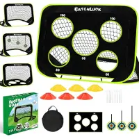 Sonstiges But de football gonflable pour enfants, avec 6 obstacles et sac de transport, modèle noir amélioré