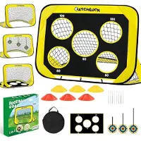 Sonstiges But de foot gonflable pour enfants, avec 6 obstacles et sac de transport, couleur jaune