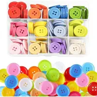 OEM 180 boutons - Petits boutons - De couleurs variées - 20 mm - Assortiment - Pour la couture - Loisirs créatifs - Boutons ronds avec boîte de rangement - Idéal pour le scrapbooking et la décoration