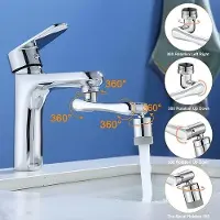 OEM Kran 1440 degrés - Rotatif - Acier inoxydable - 1440 degrés - Économie d'eau - Robinet de cuisine - Robinet de salle de bain - Rotatif - Économie d'eau - Pivotant - Avec douchette - Robinet de douche