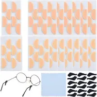 OEM Coussinets nasaux en mousse souple pour lunettes - 128 pièces, antidérapants, auto-adhésifs, 2 tailles et 2 couleurs, avec chiffon pour lunettes et embouts d'oreille en silicone