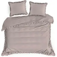 Eurofirany Housse de couette , 220 x 200 cm, en coton, rose, avec volants