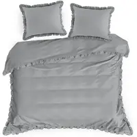 Eurofirany Housse de couette en coton, 220 x 200 cm, linge de lit gris clair, ensemble de literie