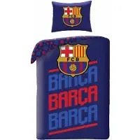 FC Barcelona Parure de lit , 160x200 cm + 70x80 cm, 100% coton, couleur bleu foncé, référence FCB-4515BL, produit sous licence