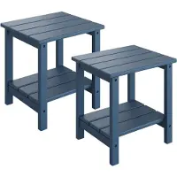 StarTech.com Table d'appoint Adirondack - Lot de 2 - Tables d'extérieur avec 2 niveaux - 45x38 cm - Table résistante aux intempéries pour terrasse, piscine, balcon, jardin - Bleue