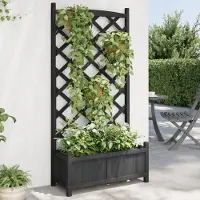 Prolenta Maison Exclusive - Jardinière avec treillis, noire, 75x35x150 cm, en bois massif de sapin