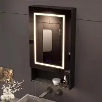 ProximaX Armoire miroir LED , 50x88 cm, noire, avec éclairage tactile et fonction anti-buée