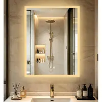 LUVODI WISFOR Miroir de salle de bain LED, 70x90 cm, miroir mural avec éclairage, variateur d'intensité, fonction anti-buée, indice de protection IP66