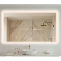 LUVODI Miroir de salle de bain LED WISFOR, 100x70 cm, avec éclairage, 3 couleurs de lumière, variateur d'intensité, anti-buée,tactile, indice de protection IP66