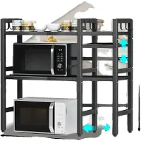 OEM Organisateur de placard, design extensible, étagère de rangement réglable, noir, 3 niveaux