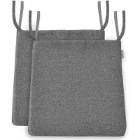 Unyqoos Coussin de siège – Lot de 2 : 1 coussin en mousse à mémoire de forme et 1 coussin en lin, 42 cm, gris, coussin de siège confortable pour la maison et le jardin
