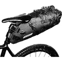 Unyqoos Sacoche de selle étanche , 10 litres (47 x 15 x 16 cm) – en PVC/nylon 840D, pour vélo de route et VTT, fixation par velcro et boucles sans outil, avec éléments réfléchissants