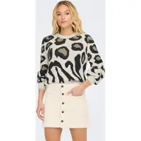 JDY Pull-over 'JDYLORRAINE' beige / gris clair / noir