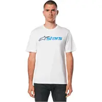 Alpinestars T-shirt Homme Manches Courtes Coton Blanc Blaze Bleu Logo