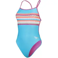 Speedo Placement Vback Swimsuit Bleu UK 28 Femme