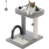 Benza Arbre à gratter Ibenzoa avec sisal et coussin en peluche (effet brossage doux), pour chats de petite à moyenne taille – 51 x 40 x 51 cm, espace de repos stable