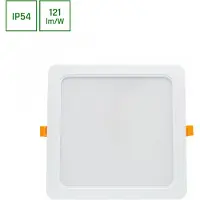 Spectrum LED Downlight encastrable DURE 3 blanc carré 22x22cm IP54 24W 2900lm blanc chaud 3000K 110°