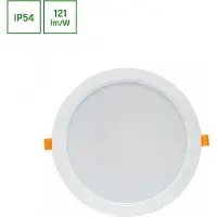 Spectrum LED Luminaire encastré Downlight DURE 3 Blanc rond Ø22cm IP54 24W 2900lm blanc chaud 3000K 110°