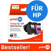 Print24 NOUVEAU : Cartouches d'encre pour HP 302XL, Multipack (BK/C/M/Y), 1 pièce