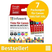 Infowerk NOUVEAU : Cartouches d'encre pour Canon 580/581 XXL, multipack (BK/BK/C/M/Y), 7 pièces