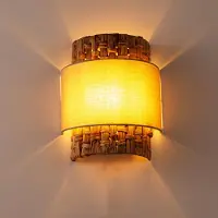Alpinaluz Lampe Murale avec Écran en Rotin et Tissu Couleur Beige – Style Boho Naturel, Culot E27 „VÉLA“