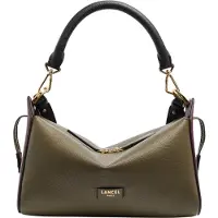 Lancel Louison Sac Hobo Zippé M Cuir Kaki Multicolore