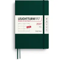 Leuchtturm Calendrier hebdomadaire pour 2027, format moyen (A5) - en anglais, couleur vert forêt, couverture souple