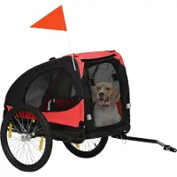 PawHut Remorque pour chiens , remorque pliable pour vélo, remorque pour chiens, rouge
