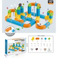 Kik Blocs de construction magnétiques : circuit de course et trains, 140 pièces