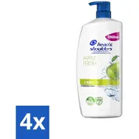 Head & shoulders Shampooing antipelliculaire – Fraîcheur pomme – Distributeur à pompe – 1000 ml - Pack économique - 4 pièces