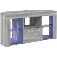 vidaXL Meuble TV d'angle LED , 100 x 40 x 50 cm, en panneaux de particules imitation bois gris Sonoma