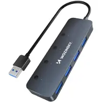 Wozinsky Hub USB-A WHS080YSS 4 x USB-A 3.0 avec interrupteurs individuels, aluminium, avec câble de 30 cm - gris