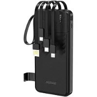 Dudao K11 10000mAh Powerbank avec câbles intégrés - Noir