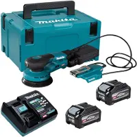 Makita BO 003 CGU201 : Ponceuse excentrique sans fil, 40 V max., diamètre 125 mm, excentrique de 3,0 mm, moteur sans balais, + 2 batteries 4,0 Ah + chargeur + coffret Makpac
