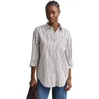 Gant pour femme. 4300239 Chemise en popeline classique à rayures Relaxed Fit blanc (44), Casuel, Coton, Manche longue