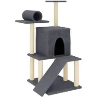 vidaXL Arbre à chat avec colonnes à griffer en sisal gris foncé 110,5 cm