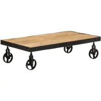 vidaXL Table basse à roulettes en vieux bois massif 100x55x26 cm