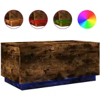 vidaXL Table basse avec lampes LED chêne fumé 90x50x40 cm