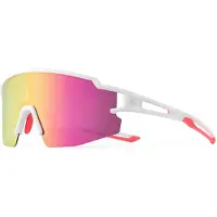 RockBros Garçons, Lunettes de sport, Lunettes de sport (Blanc, Verre polarisé), Pink, Blanc